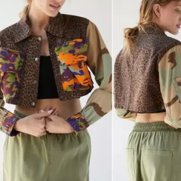 BDG Jenny Camo Print Zip Cropped Utility Jacket - Picture 4 of 14